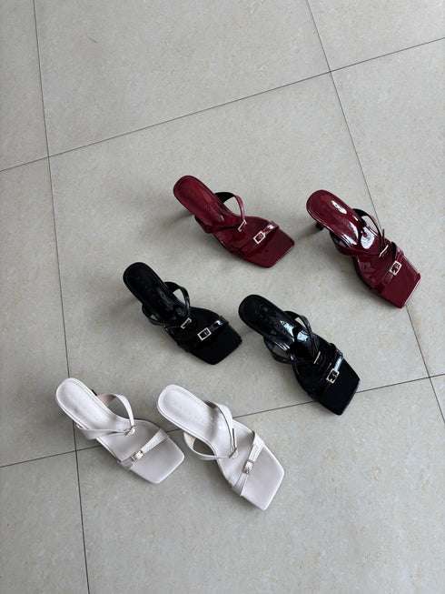 Square Open Toe Double Straps Heel